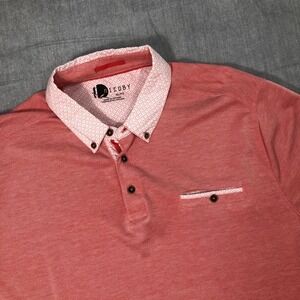 Nicoby Polo Shirt Men's XL Pink Short Sleeve Modal Blend Geometric Collar Pocket
